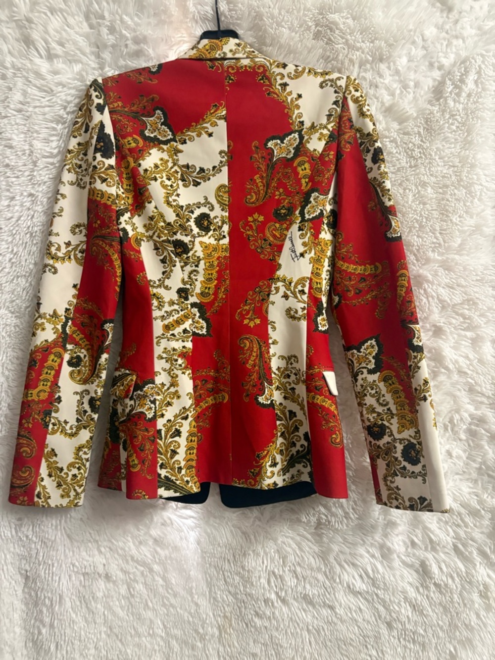 Just Cavalli Red & White Paisley Satin Blazer - Picture 2 of 7